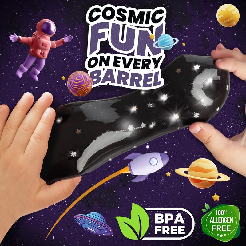 Playbees Black Nebula Slime - 24 Pack - Galaxy Star Slime Party Favors for Kids - Non-Sticky, Stress Relief, Arts & Crafts - Image 4